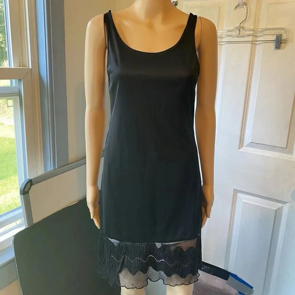 VTG Y2K Orange USA Whimsigoth Witchy Midi Dress S-M Mesh Open Knit Black Stretch - Picture 3 of 16